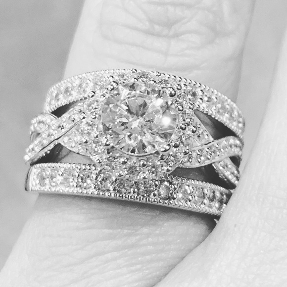 Jewelry - 3pc Engagement Ring with 2 wedding bands  size 7